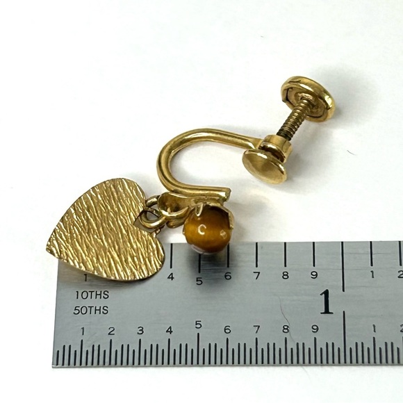 Vintage DCE Screw-back Earrings 14k GF With Tigers-eye Stone - Picture 2 of 8